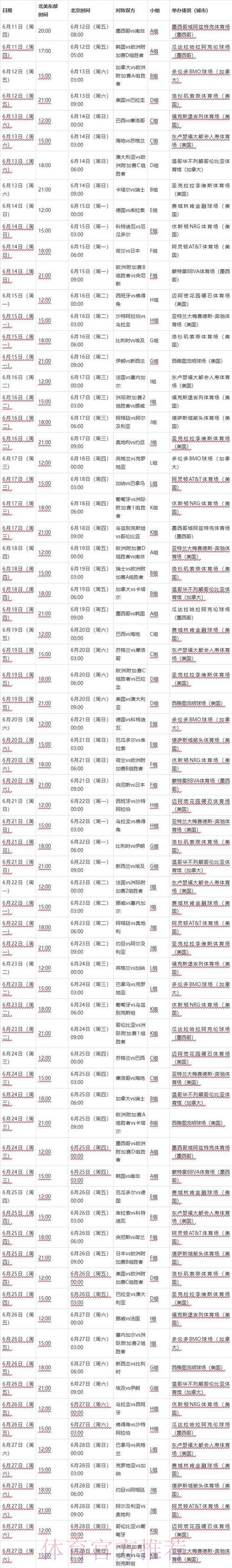 2026世界杯完整赛程一览最新时间表实时查看